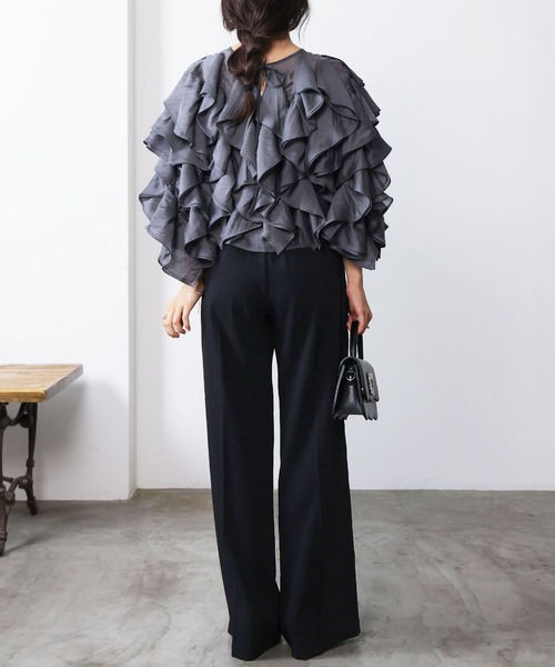 PICCIN PERLA(ピッチンペルラ)の「ポケットパールワイドパンツ(スラックス・レディース・ブラック/ブラウン・M)」の8枚目の写真