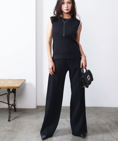 PICCIN PERLA(ピッチンペルラ)の「ポケットパールワイドパンツ(スラックス・レディース・ブラック/ブラウン・M)」の9枚目の写真