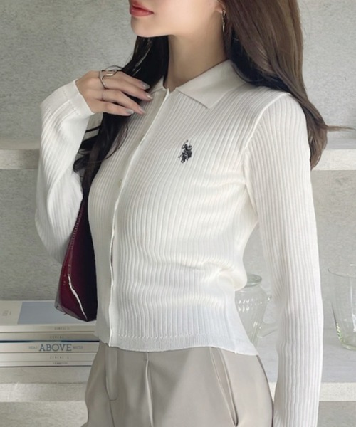 U.S. POLO ASSN.(ユーエスポロアッスン)の「【U.S. POLO ASSN】リブニット ポロ カーディガン(ニット/セーター・レディース・イエロー/ブラック/オフホワイト・M/L)」の5枚目の写真