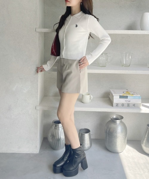 U.S. POLO ASSN.(ユーエスポロアッスン)の「【U.S. POLO ASSN】リブニット ポロ カーディガン(ニット/セーター・レディース・イエロー/ブラック/オフホワイト・M/L)」の9枚目の写真