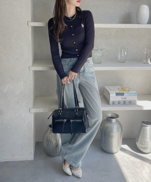 U.S. POLO ASSN.(ユーエスポロアッスン)の「【U.S. POLO ASSN】リブニット ポロ カーディガン(ニット/セーター・レディース・イエロー/ブラック/オフホワイト・M/L)」の13枚目の写真