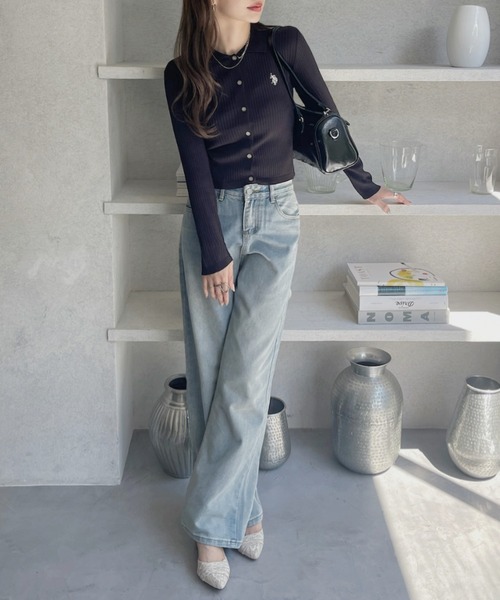 U.S. POLO ASSN.(ユーエスポロアッスン)の「【U.S. POLO ASSN】リブニット ポロ カーディガン(ニット/セーター・レディース・イエロー/ブラック/オフホワイト・M/L)」の15枚目の写真