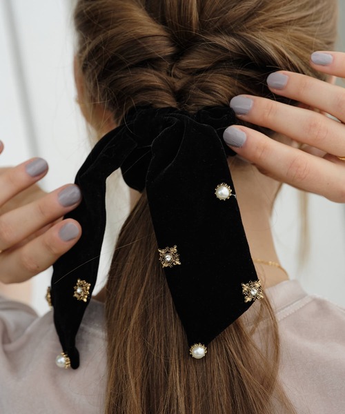 ビジューベロアリボンシュシュ（シュシュ）｜ZAKKA-BOX（ザッカ