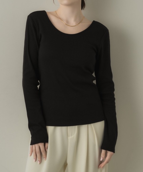 muku(ムク)の「LONG SLEEVE TOPS/ in bra(Tシャツ/カットソー・レディース・ブラック/グレー・FREE)」の2枚目の写真