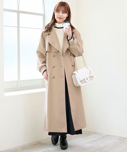 MAJESTIC LEGON（マジェスティックレゴン）の「レディロングチェスターコート（チェスターコート・レディース・チャコールグレー/ベージュ/ブラウン/ブラウン系その他2・SMALL/MEDIUM/LARGE/X-SMALL）」の4枚目の写真