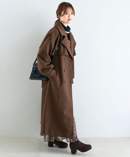 MAJESTIC LEGON（マジェスティックレゴン）の「レディロングチェスターコート（チェスターコート・レディース・チャコールグレー/ベージュ/ブラウン/ブラウン系その他2・SMALL/MEDIUM/LARGE/X-SMALL）」の3枚目の写真