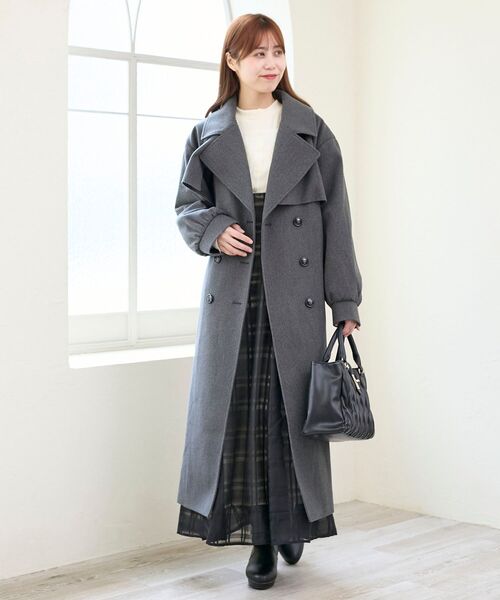 MAJESTIC LEGON（マジェスティックレゴン）の「レディロングチェスターコート（チェスターコート・レディース・チャコールグレー/ベージュ/ブラウン/ブラウン系その他2・SMALL/MEDIUM/LARGE/X-SMALL）」の2枚目の写真