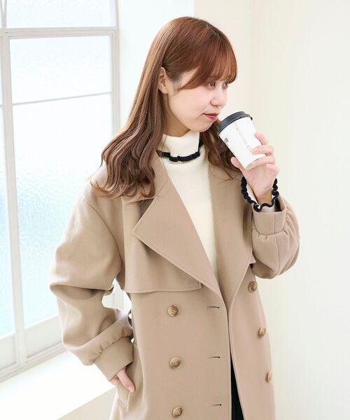 MAJESTIC LEGON（マジェスティックレゴン）の「レディロングチェスターコート（チェスターコート・レディース・チャコールグレー/ベージュ/ブラウン/ブラウン系その他2・SMALL/MEDIUM/LARGE/X-SMALL）」の18枚目の写真