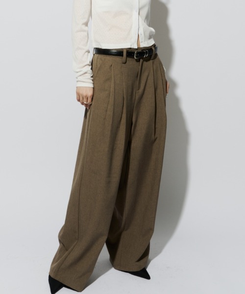 HANNE(アン)の「2タックワイドパンツ(スラックス・レディース・ブラック/ベージュ/グレー・SMALL/MEDIUM)」の1枚目の写真