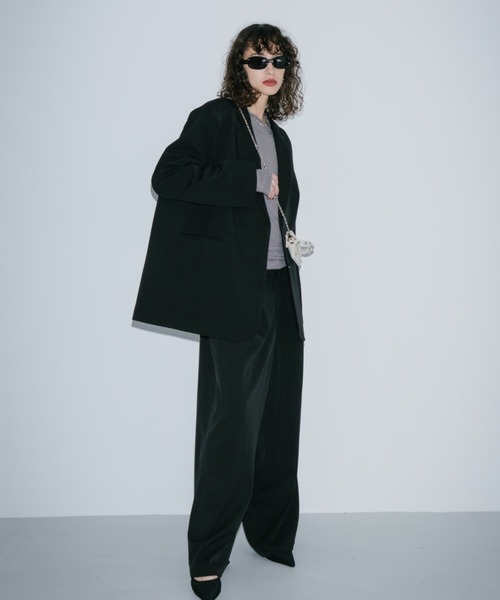 HANNE(アン)の「2タックワイドパンツ(スラックス・レディース・ブラック/ベージュ/グレー・SMALL/MEDIUM)」の8枚目の写真