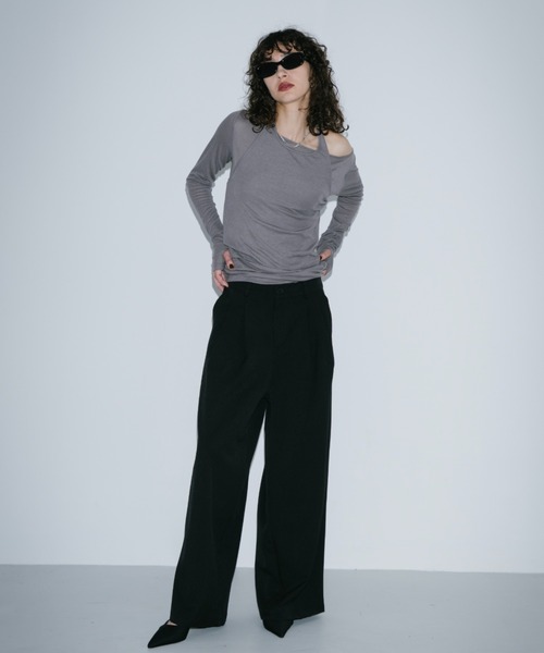 HANNE(アン)の「2タックワイドパンツ(スラックス・レディース・ブラック/ベージュ/グレー・SMALL/MEDIUM)」の6枚目の写真