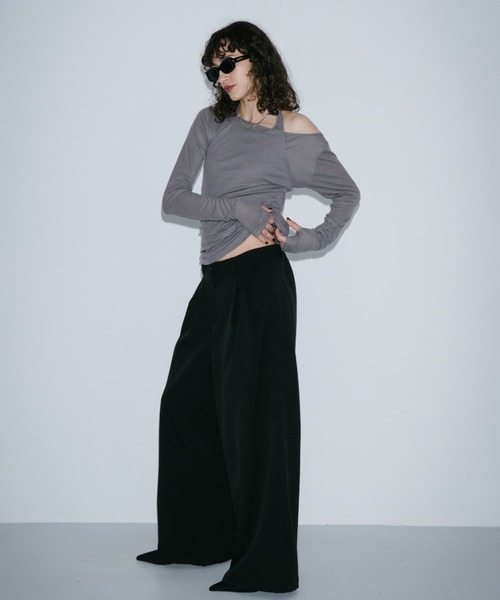 HANNE(アン)の「2タックワイドパンツ(スラックス・レディース・ブラック/ベージュ/グレー・SMALL/MEDIUM)」の7枚目の写真