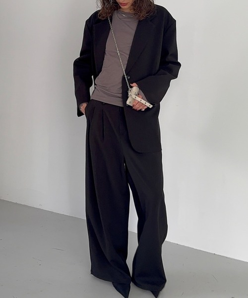 HANNE(アン)の「2タックワイドパンツ(スラックス・レディース・ブラック/ベージュ/グレー・SMALL/MEDIUM)」の11枚目の写真