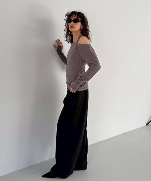 HANNE(アン)の「2タックワイドパンツ(スラックス・レディース・ブラック/ベージュ/グレー・SMALL/MEDIUM)」の12枚目の写真