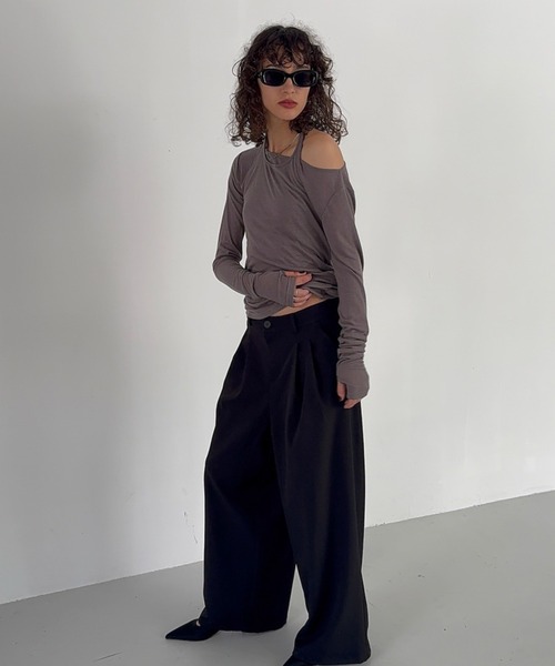 HANNE(アン)の「2タックワイドパンツ(スラックス・レディース・ブラック/ベージュ/グレー・SMALL/MEDIUM)」の15枚目の写真