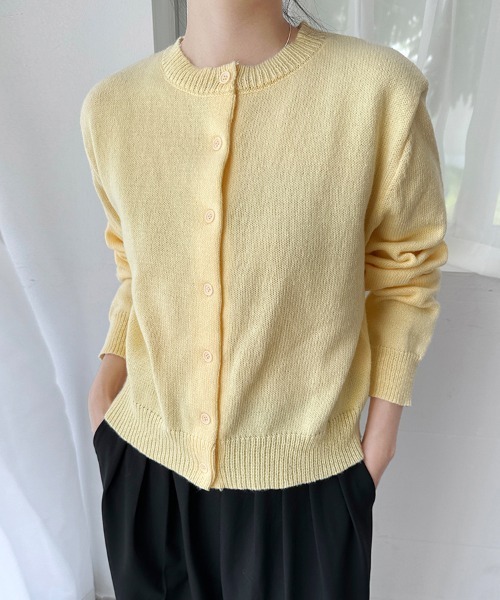 ONEP STAR（ワンピスター）の「ラウンドネックショート丈カーディガン（カーディガン/ボレロ・レディース・スカイブルー/ブラック/グレー/レッド/オフホワイト/グリーン/イエロー/ライトピンク・MEDIUM/LARGE）」の16枚目の写真