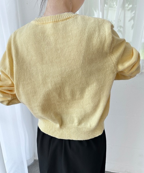 ONEP STAR（ワンピスター）の「ラウンドネックショート丈カーディガン（カーディガン/ボレロ・レディース・スカイブルー/ブラック/グレー/レッド/オフホワイト/グリーン/イエロー/ライトピンク・MEDIUM/LARGE）」の17枚目の写真