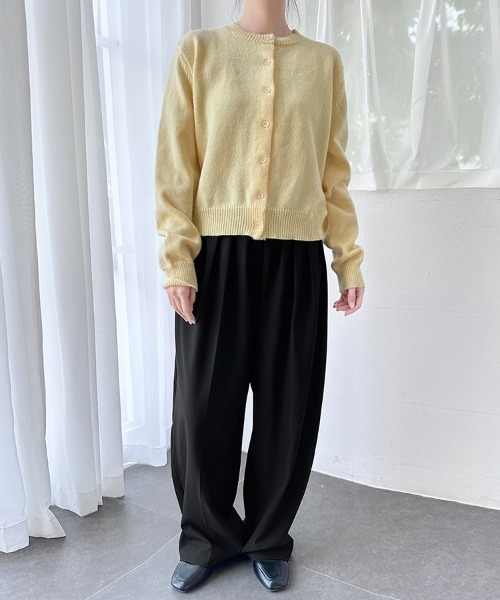 ONEP STAR（ワンピスター）の「ラウンドネックショート丈カーディガン（カーディガン/ボレロ・レディース・スカイブルー/ブラック/グレー/レッド/オフホワイト/グリーン/イエロー/ライトピンク・MEDIUM/LARGE）」の9枚目の写真