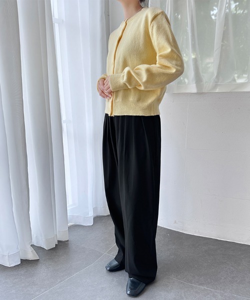 ONEP STAR（ワンピスター）の「ラウンドネックショート丈カーディガン（カーディガン/ボレロ・レディース・スカイブルー/ブラック/グレー/レッド/オフホワイト/グリーン/イエロー/ライトピンク・MEDIUM/LARGE）」の10枚目の写真