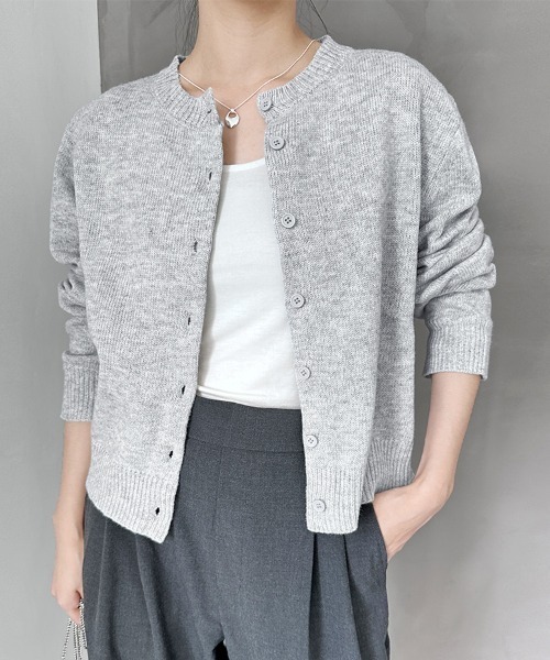 ONEP STAR（ワンピスター）の「ラウンドネックショート丈カーディガン（カーディガン/ボレロ・レディース・スカイブルー/ブラック/グレー/レッド/オフホワイト/グリーン/イエロー/ライトピンク・MEDIUM/LARGE）」の14枚目の写真