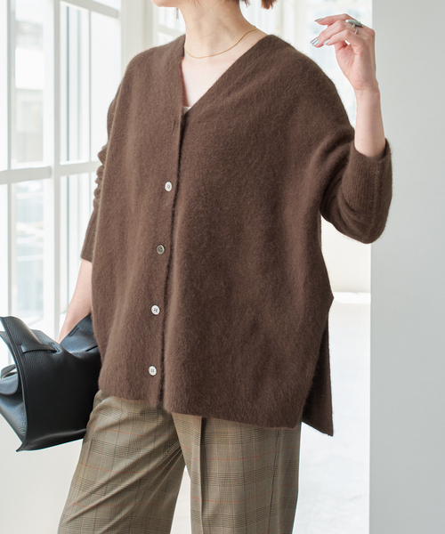 Spick & Span（スピックアンドスパン）の「フォックスウールミックス2WAYカーディガン（カーディガン/ボレロ・レディース・グレー/チョコ・FREE）」の9枚目の写真