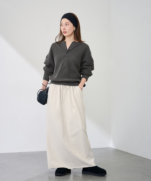 FRAMeWORK(フレームワーク)の「≪追加≫ワッフルヘンリープルオーバー(Tシャツ/カットソー・レディース・スミクロ/ダークブルー/ホワイト系その他/アイボリー・FREE)」の5枚目の写真