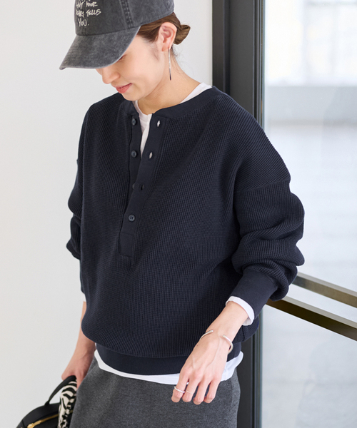 未使用　フレームワーク　ワッフルカットソー　グレー ≪追加≫ワッフルヘンリープルオーバー（Tシャツ/カットソー