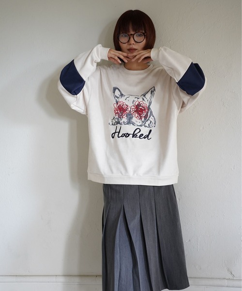 ATELANE(アテレーン)の「ATELANE / スウェードポンチ/アソート/刺繍デザイン/ロンTEE(Tシャツ/カットソー・メンズ・ホワイト系その他/ブラック系その他/ブラック/アイボリー・LARGE/MEDIUM)」の2枚目の写真
