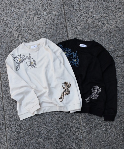 ATELANE(アテレーン)の「ATELANE / スウェードポンチ/アソート/刺繍デザイン/ロンTEE(Tシャツ/カットソー・メンズ・ホワイト系その他/ブラック系その他/ブラック/アイボリー・LARGE/MEDIUM)」の5枚目の写真