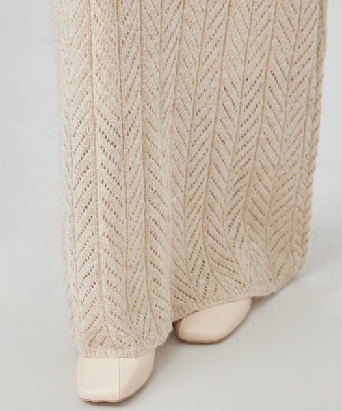 SUWDEE(スーディー)の「openwork knit shawl set up(セットアップ・レディース・グレイッシュベージュ/グリーン・M)」の17枚目の写真