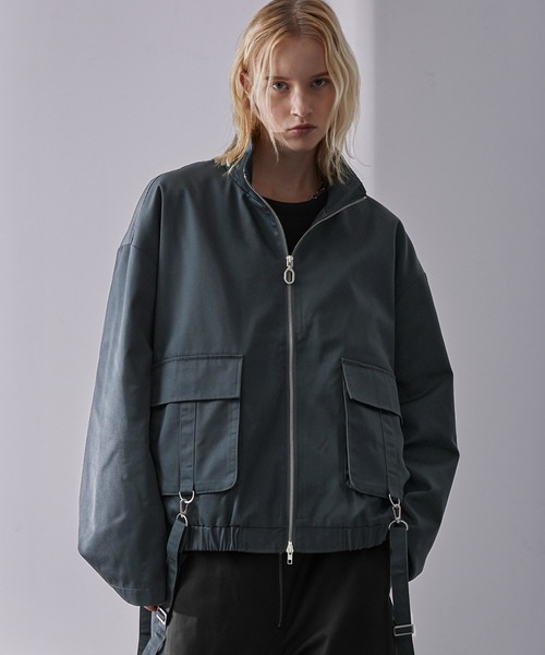 サスペンダーデザイン ツイルスタンドネックブルゾン（その他アウター
