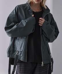 Loose/ルース（ルース）の「サスペンダーデザイン ツイルスタンドネックブルゾン（その他アウター）」