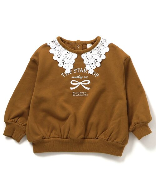 apres les cours（アプレレクール）の「【ジュニア対応】レース衿リボンロゴトレーナー（スウェット・キッズ・キャメル/ネイビー・110/100/90/80/140/130/120）」の9枚目の写真