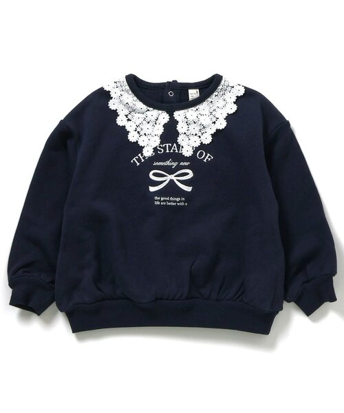 apres les cours（アプレレクール）の「【ジュニア対応】レース衿リボンロゴトレーナー（スウェット・キッズ・キャメル/ネイビー・110/100/90/80/140/130/120）」の11枚目の写真