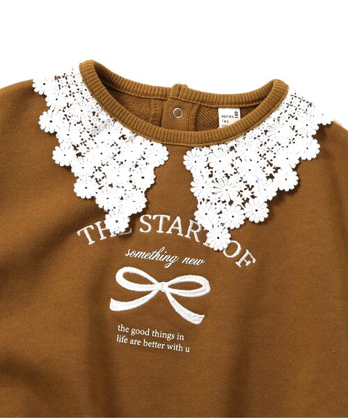 apres les cours（アプレレクール）の「【ジュニア対応】レース衿リボンロゴトレーナー（スウェット・キッズ・キャメル/ネイビー・110/100/90/80/140/130/120）」の13枚目の写真