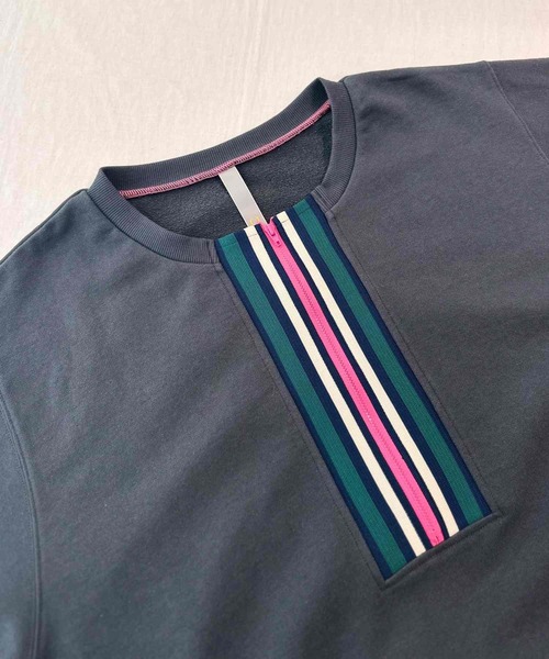 Q（キュー）の「ハーフZIPスウェット（スウェット・レディース・アイボリー/グレー/ブラック/ライム/ホワイト・MEDIUM）」の8枚目の写真