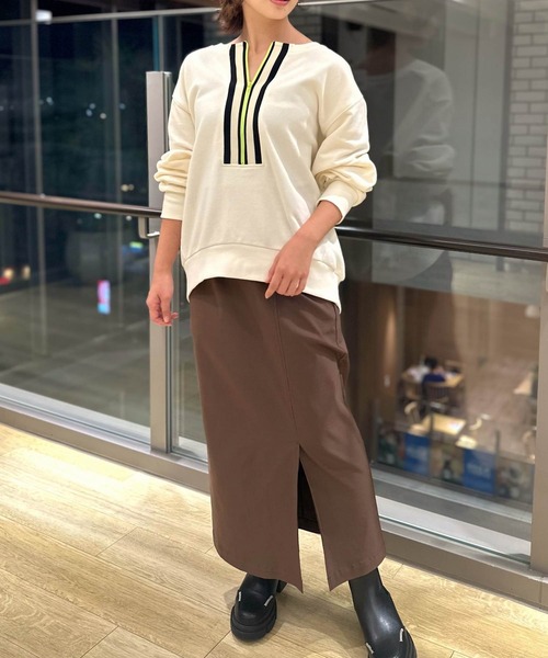 Q（キュー）の「ハーフZIPスウェット（スウェット・レディース・アイボリー/グレー/ブラック/ライム/ホワイト・MEDIUM）」の17枚目の写真