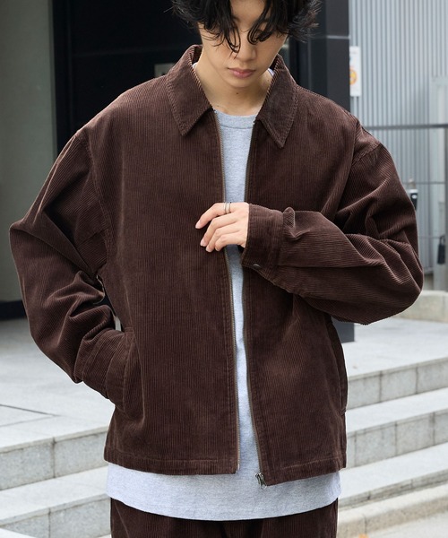 セール】ヴィンテージライクコーデュロイ ジップアップステンカラー