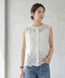 STYLE DELI（スタイルデリ）の「リーフ柄レースのノースリブラウス（シャツ/ブラウス）」