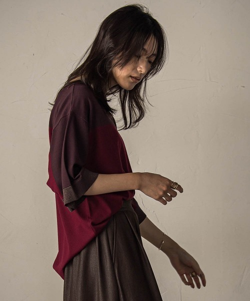 MAYSON GREY（メイソングレイ）の「配色7分袖ニットプルオーバー≪手洗い可能≫（ニット/セーター・レディース・ワインレッド/アイボリー/ベージュ系その他・M）」の11枚目の写真