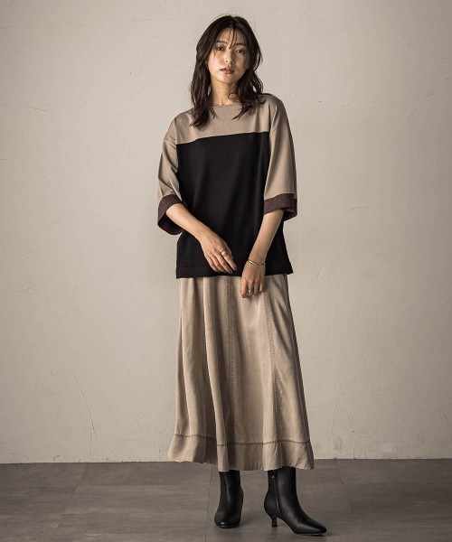 MAYSON GREY（メイソングレイ）の「配色7分袖ニットプルオーバー≪手洗い可能≫（ニット/セーター・レディース・ワインレッド/アイボリー/ベージュ系その他・M）」の21枚目の写真