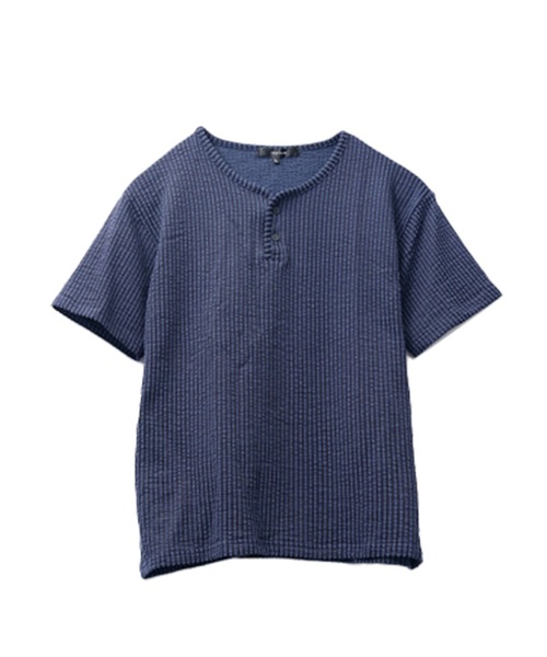 JOKER(ジョーカー)の「シアサッカーヘンリーネックTシャツ メンズ 半袖 Tシャツ カットソー 夏服(Tシャツ/カットソー・メンズ・ブラック/ホワイト×グレー/ホワイト/ネイビー/ホワイト×ネイビー・M/L/XL)」の20枚目の写真