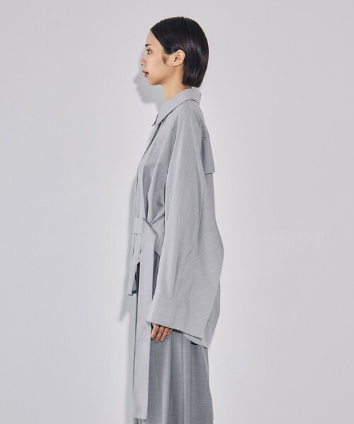 残りわずか！】Belted Cape Detail Shirt｜ウォッシャブル/細見え/秋服