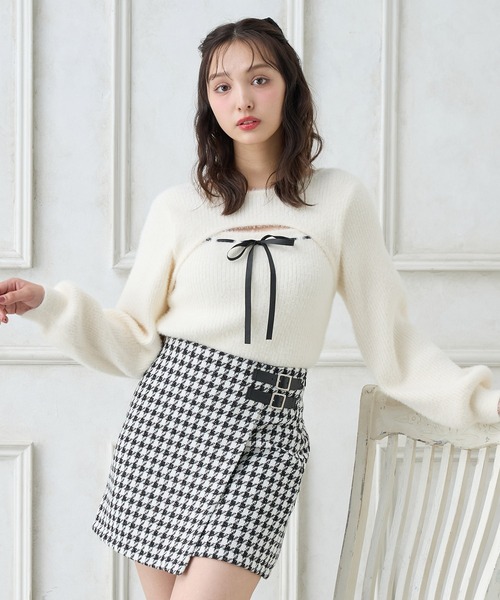 INGNI（イング）の「フェザーリブデコルテオープンリボンニット