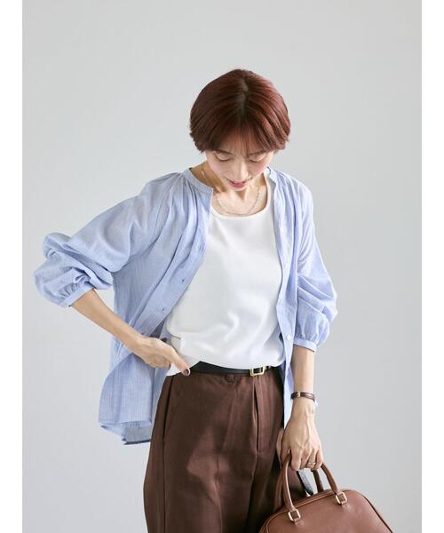 Lugnoncure（ルノンキュール）の「アソートスキッパーブラウス（シャツ/ブラウス・レディース・オフホワイト/ブルー/チャコールグレー/ベージュ・F）」の7枚目の写真