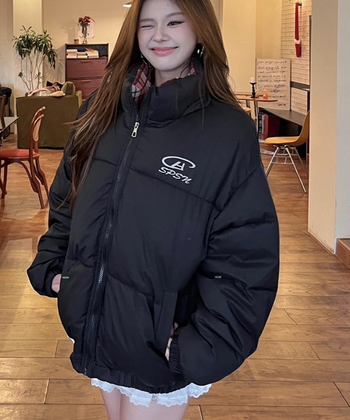 セール】裏チェック柄中綿スタンドブルゾン（ダウンジャケット/コート