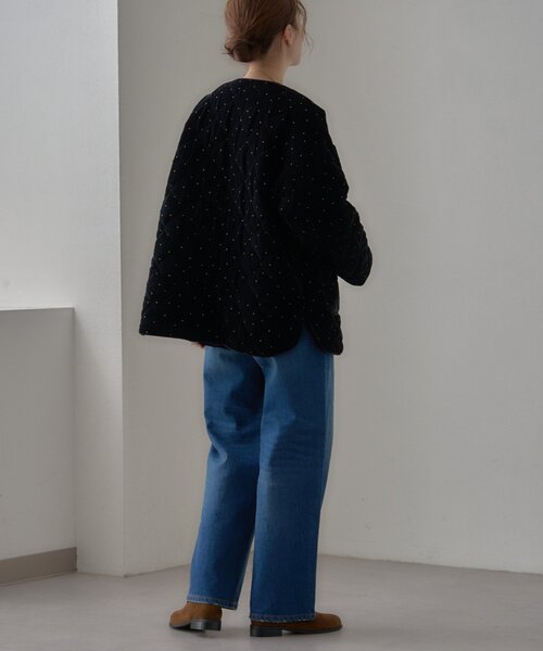 CIAOPANIC TYPY（チャオパニックティピー）の「【aguni】ベロアラメドットプリントキルトジャケット（ノーカラーコート・レディース・ブラック/ブラウン・ONE SIZE）」の12枚目の写真