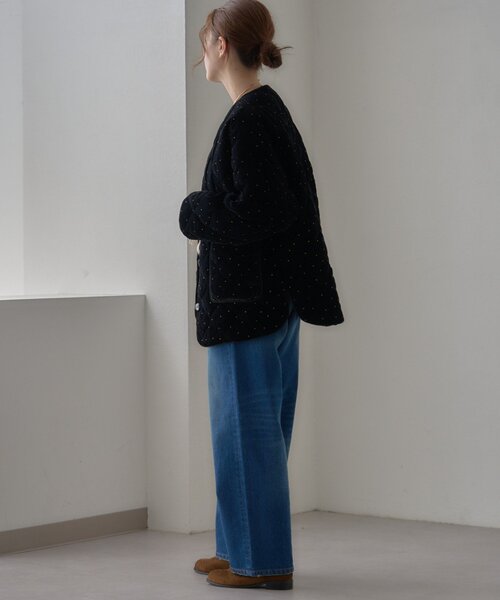 CIAOPANIC TYPY（チャオパニックティピー）の「【aguni】ベロアラメドットプリントキルトジャケット（ノーカラーコート・レディース・ブラック/ブラウン・ONE SIZE）」の16枚目の写真