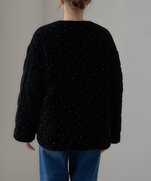 CIAOPANIC TYPY（チャオパニックティピー）の「【aguni】ベロアラメドットプリントキルトジャケット（ノーカラーコート・レディース・ブラック/ブラウン・ONE SIZE）」の17枚目の写真