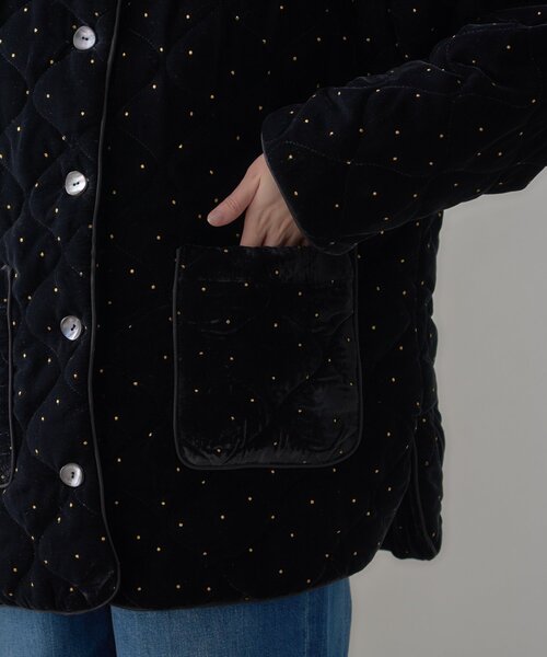CIAOPANIC TYPY（チャオパニックティピー）の「【aguni】ベロアラメドットプリントキルトジャケット（ノーカラーコート・レディース・ブラック/ブラウン・ONE SIZE）」の22枚目の写真
